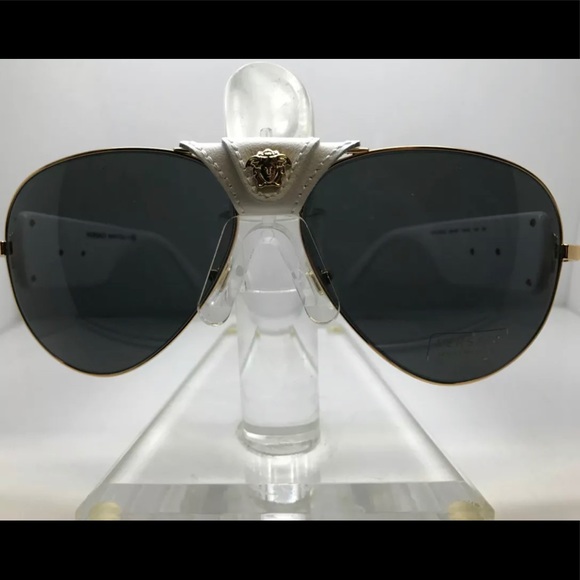 Unisex Authentic Versace Medusa Head Aviator Gold White and Gray Sunglasses NWT - Picture 10 of 15